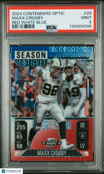 2024 Panini Contenders Optic Maxx Crosby #29 Red White Blue PSA 9
