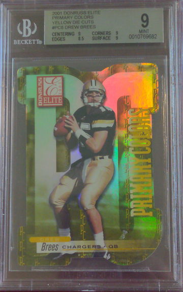 2001 Donruss Elite Primary Colors Yellow Die Cuts 20/75 Drew Brees