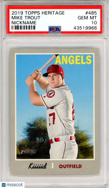 2019 Topps Heritage Mike Trout #485 Nickname PSA 10