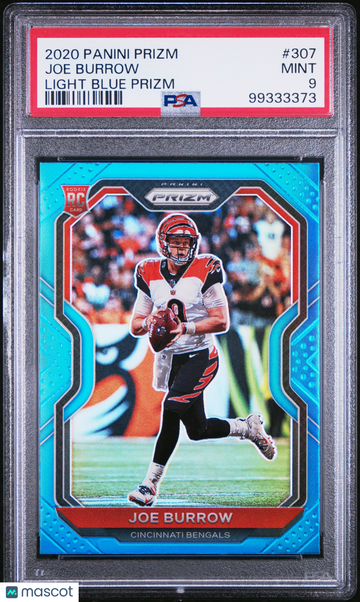 2020 Panini Prizm Joe Burrow #307 Light Blue Short Print Rookie PSA 9