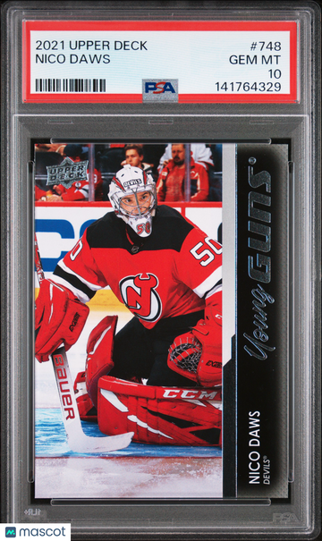 2021-2022 Upper Deck Nico Daws #748 Young Guns Rookie PSA 10