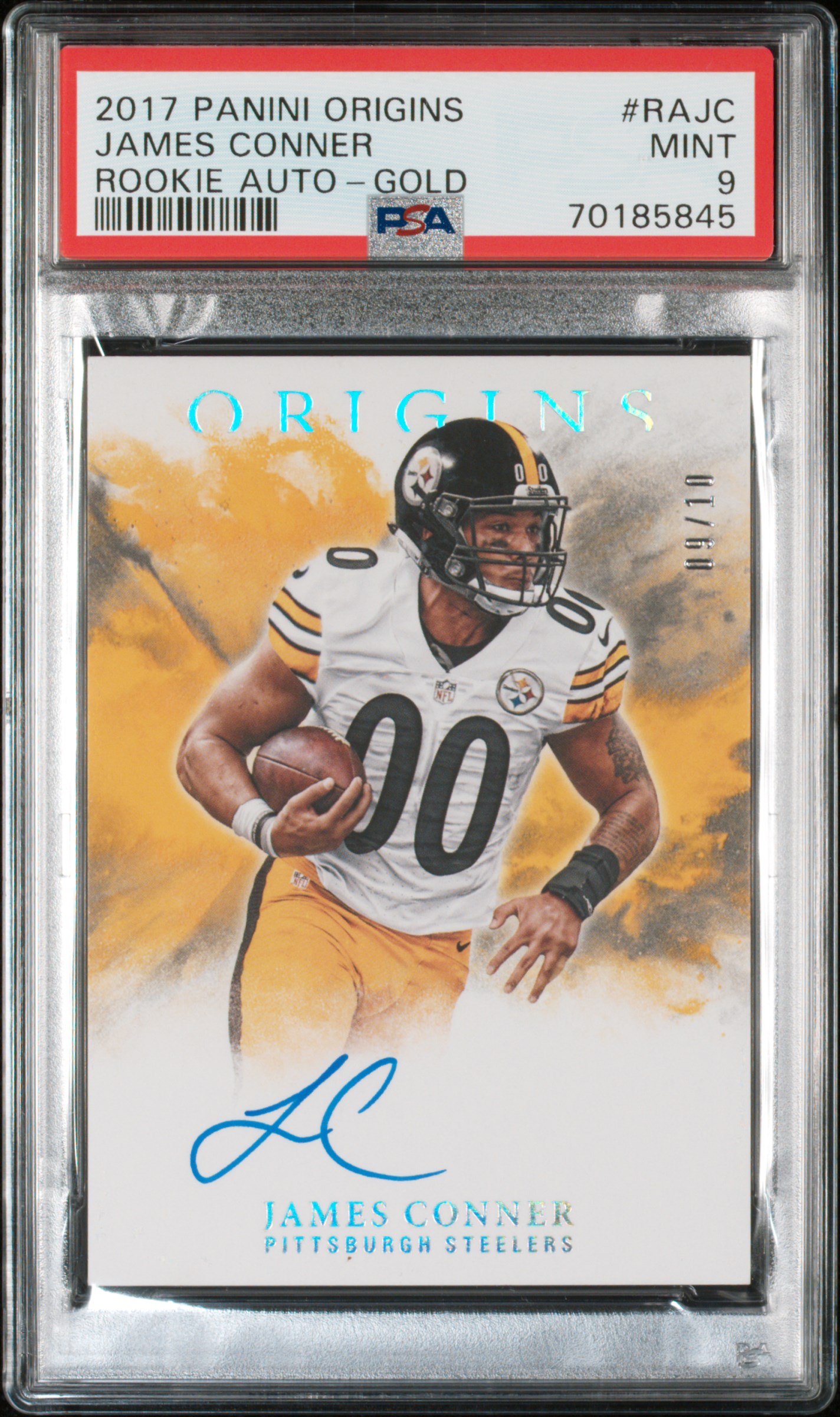 2017 Origins Rookie Autographs James Conner Gold #9/10 - PSA 9
