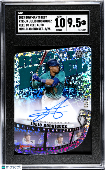 2023 Bowman's Best Julio Rodriguez #RTR-JR Reel To Reel Autograph Mini Diamond Refractor SGC 9.5 Auto 10
