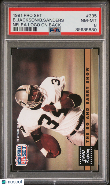 1991 Pro Set B. Sanders B. Jackson #335 Nflpa Logo On Back PSA 8