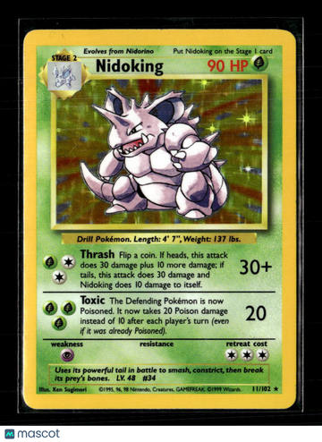 1999 Base Set Nidoking Holo Rare #11/102