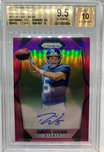 2017 Panini Prizm Pink Rookie Auto Davis Webb BGS 9.5 Giants