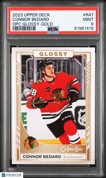 2023-24 Upper Deck Opc Glossy Connor Bedard #R47 Opc Glossy Gold PSA 9