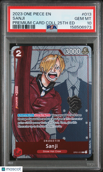 2023 One Piece Premium Card Collection 25th Edition Sanji PSA 10 #013