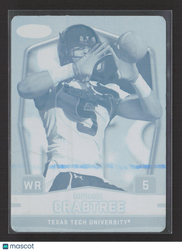 2009 SAGE HIT Football High Series Michael Crabtree #5 Cyan Printing Plate One-of-One Printing Plate