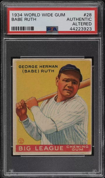 1934 World Wide Gum Babe Ruth #28 PSA Authentic 