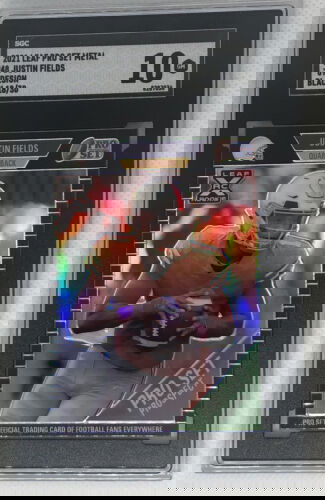 2021 Leaf Pro Set Metal Justin Fields Rookie SGC 10 GM  #48 Black 18/30 Bears
