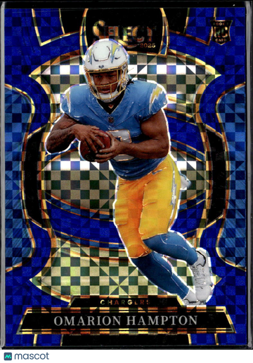 Omarion Hampton 2026 Panini Select Prizm Concourse Blue Checkerboard Los Angeles Chargers