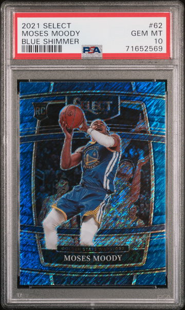 2021 Panini Select Blue Shimmer Moses Moody #62 PSA 10