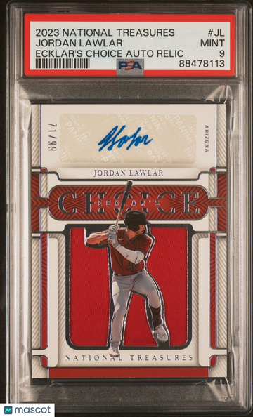 2023 National Treasures Jordan Lawlar #ECK-JL Patch Rookie Memorabilia PSA 9 Panini Authentic