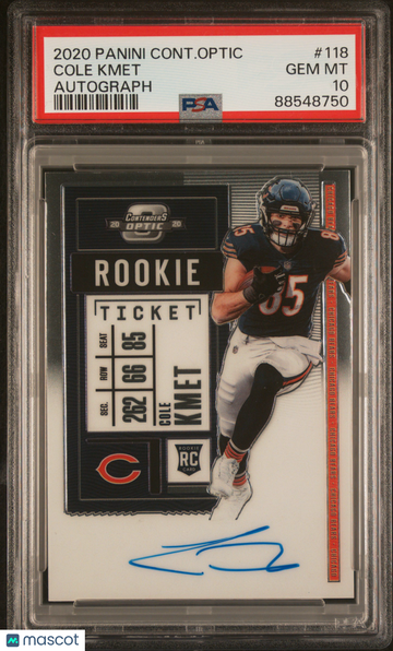 2020 Panini Contenders Optic Cole Kmet #118 Autograph Rookie PSA 10
