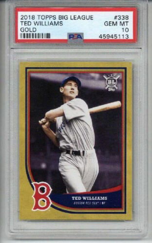 2018 TOPPS BIG LEAGUE GOLD #338 TED WILLIAMS BASEBALL CARD RED SOX PSA 10