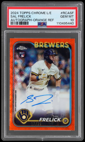 2024 Topps Chrome Logofractor Edition Sal Frelick Autograph Orange Refractor PSA 10