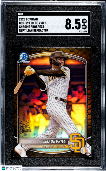 2025 Bowman Leo De Vries #BCP-59 Chrome Prospect Reptilian Refractor SGC 8.5