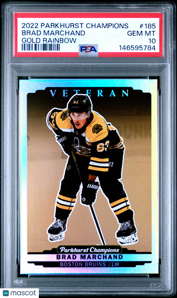 2022 Parkhurst Champions Brad Marchand #185 Gold Rainbow PSA 10