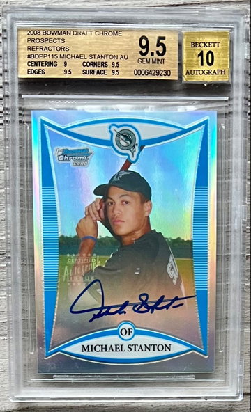 2008 Bowman Draft Chrome Prospects Michael Giancarlo Stanton Refractor Auto BGS 9,5