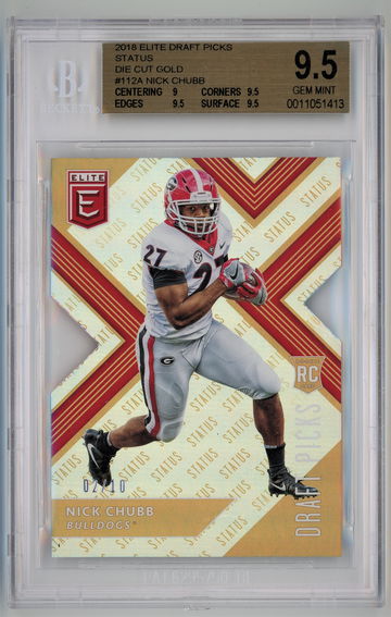 2018 Panini Elite Draft Picks Status Die Cut Gold /10 Nick Chubb BGS 9.5 Pop 1!!