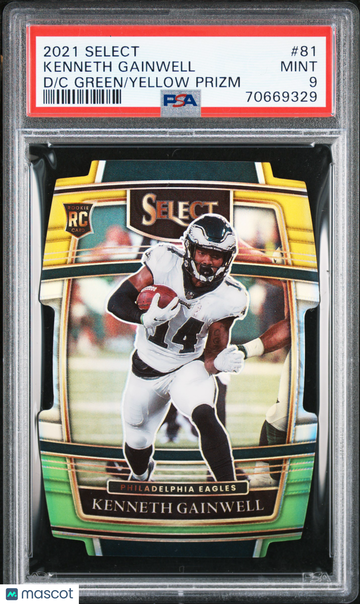 2021 Panini Select Kenneth Gainwell #81 D Green Yellow Prizm Rookie PSA 9