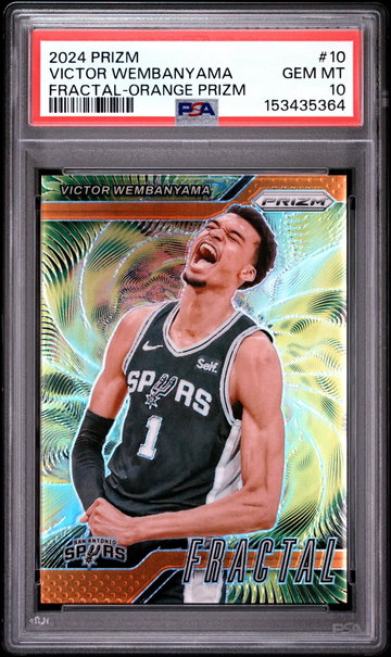 2024 Panini Prizm Fractal Orange Prizm Victor Wembanyama #10 /49 PSA 10
