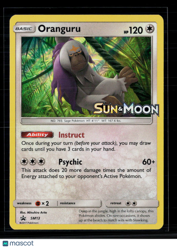 2017 Sun & Moon Oranguru Holo Black Star Promo #SM13