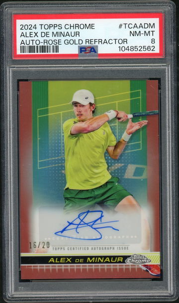 2024 Topps Chrome Rose Gold Refractor Alex de Minaur #TCA-ADM Auto /20 PSA 8