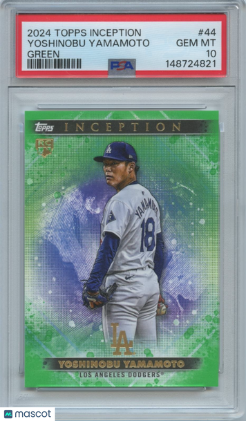 2024 Topps Inception Yoshinobu Yamamoto #44 Green Parallel/Variety Rookie Base Set PSA 10