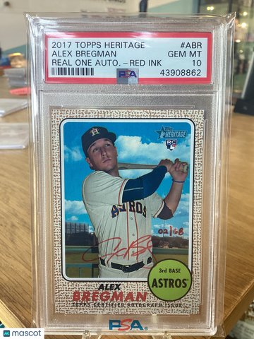 2017 Topps Heritage Real One Autographs Alex Bregman #ABR Autograph Red Ink PSA 10