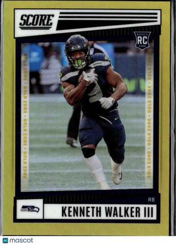 Kenneth Walker III 2023 Panini Chronicles Score Football Prizm RC Gold Zone /50 Seattle Seahawks