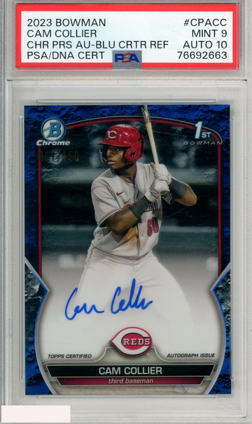 2023 BOWMAN CHROME PROSPECT AUTO CAM COLLIER #CPACC BLUE CRATER PSA 9 AUTO 10