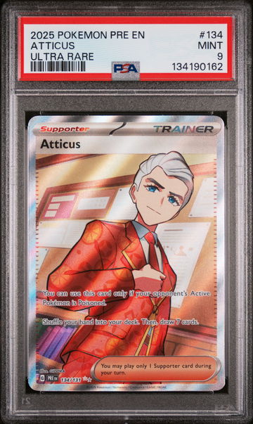 2025 Pokemon Scarlet and Violet Prismatic Evolutions Ultra Rare Atticus #134 PSA 9