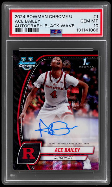 2024 Bowman Chrome University Ace Bailey Autograph Black Wave PSA 10