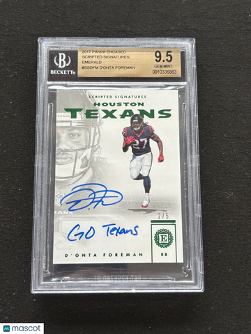 2017 Panini Encased Scripted Signatures Emerald D'onta Foreman #SSDFM Inscriptions Rookie BGS 9.5 Auto 10