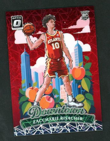 2023 Panini Donruss Optic 17 Zaccharie Risacher Downtown Prizm Rookie VG Atlanta Hawks