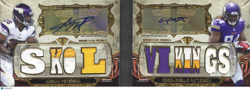 2013 Topps Triple Threads Adrian Peterson Cordarrelle Patterson #TTARP-PP Memorabilia Auto Relic Pairs Book Card