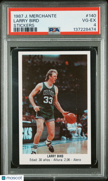 1987 J. Merchante Stickers Larry Bird #140 PSA 4