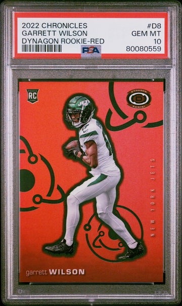 2022 Panini Chronicles Dynagon Rookies Red Garrett Wilson #D8 /99 PSA 10