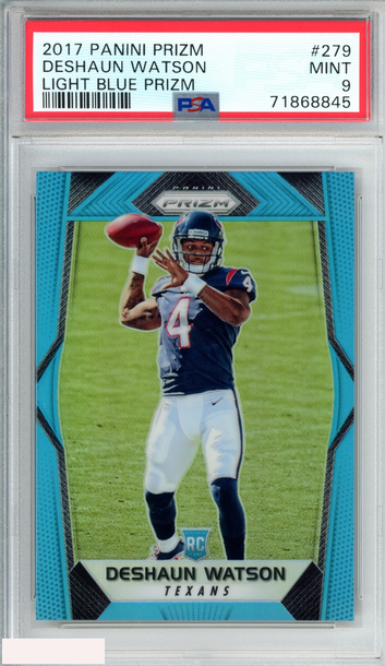 2017 PANINI PRIZM DESHAUN WATSON #279 LIGHT BLUE ROOKIE RC 199 OF 199 PSA 9 MINT
