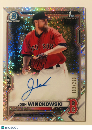 Josh Winckowski 2021 1st Bowman Chrome Speckle Refractor AUTO #182/299 Red Sox