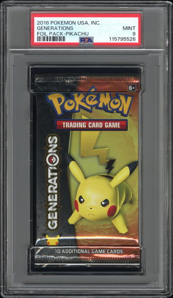 2016 Pokemon Usa, Inc. Generations Foil Pack Pikachu Foil Pack PSA 9