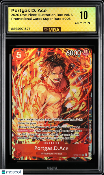 2026 One Piece Illustration Box Vol. 5 Promotional Cards Portgas D. Ace 10 MBA 10 #005
