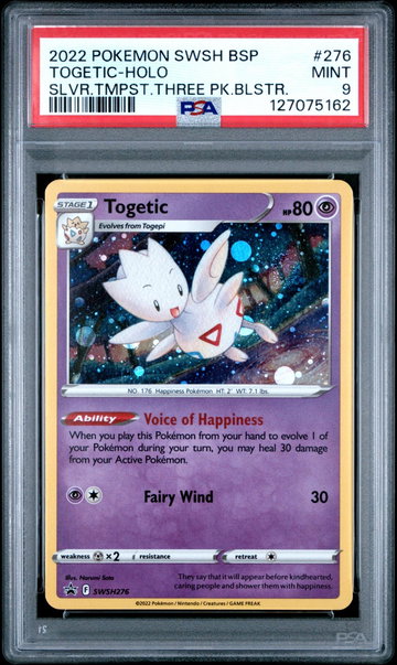 2022 Black Star Promos - Sword & Shield English Silver Tempest 3 Pack Blisters Togetic #SWSH276 PSA 9