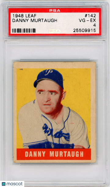 Graded 1948 Leaf #142 Baseball Card Danny Murtaugh PSA 4