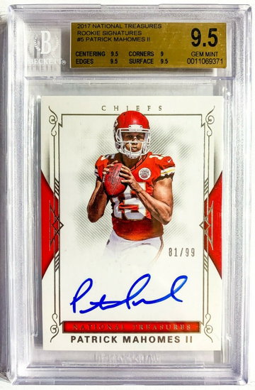 PATRICK MAHOMES 2017 National Treasures RC Rookie Auto Autograph #/99 BGS 9.5 10