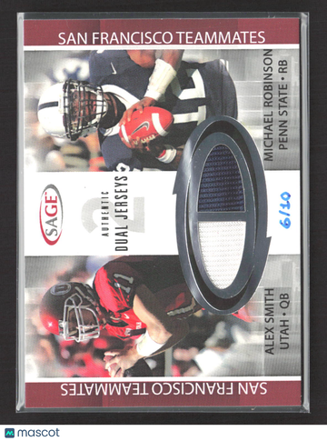 2006 SAGE Authentic Dual Jerseys Alex Smith Michael Robinson #JJ34 /10 Authentic Dual Jerseys