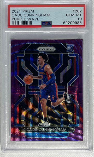 2021-22 Panini Prizm Cade Cunningham Purple Wave Rookie RC #282 PSA 10 Gem Mint Detroit Pistons