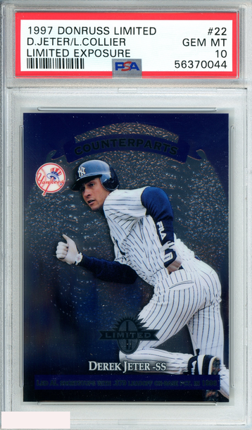 1997 DONRUSS LIMITED DEREK JETER LOU COLLIER #22 LIMITED EXPOSURE PSA 10 GEM MT